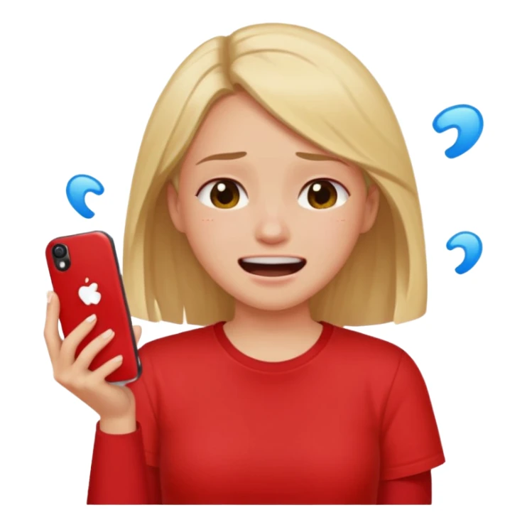 Girl crying laughing at a funny video on her phone sticker