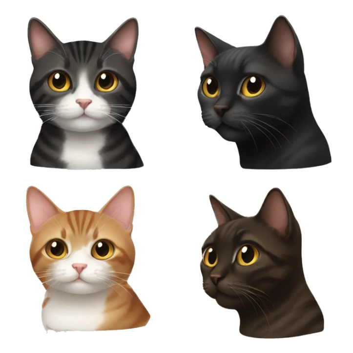 Two all black cats and a brown tabby cat sticker
