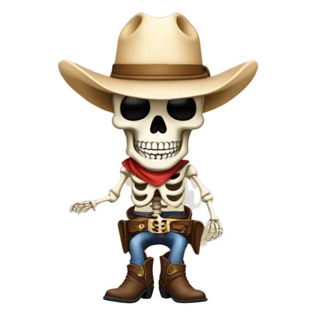  skeleton with a cowboy hat and cowboy boots sticker