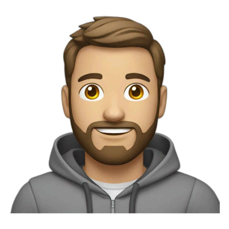 Project manager in a gray hoodie and with a short beard sticker
