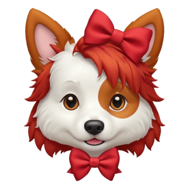 very red haired white dog with a bow on hair sticker