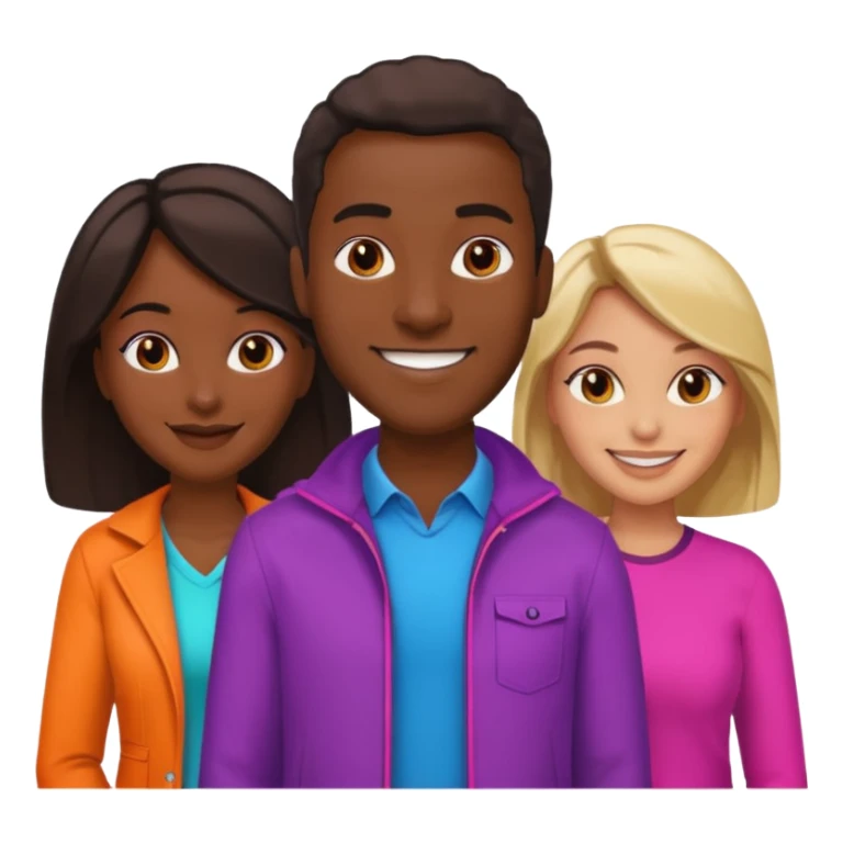 Black man with   with two women one black one Chinese  sticker