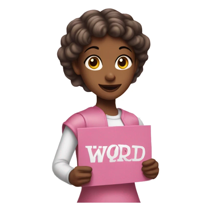 Pink girl holding a sign that says "LAST WORD" sticker