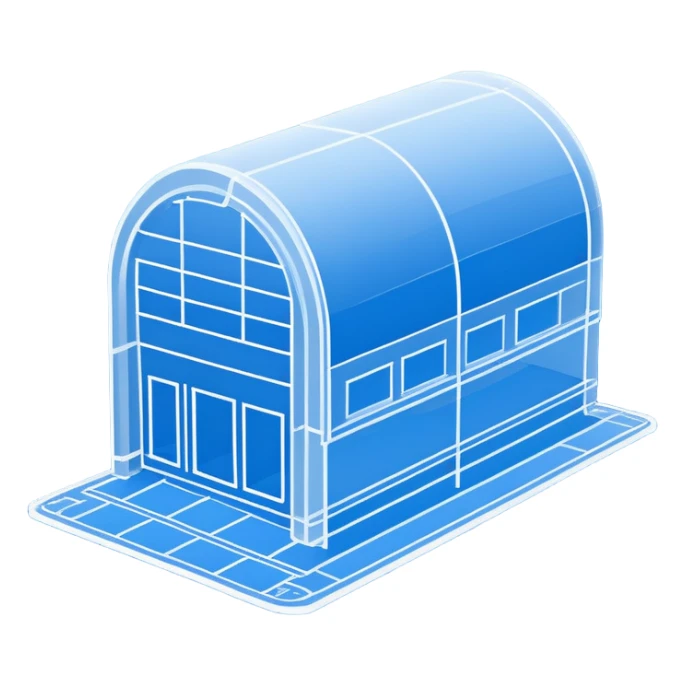 side view of a blue blueprint plan with white lines sticker