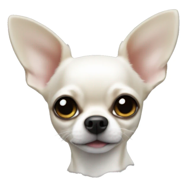 A white dear head Chihuahua, with jet black sticker