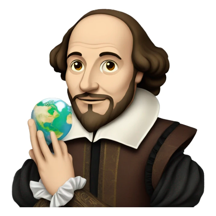 William Shakespeare holds the earth in his hands sticker