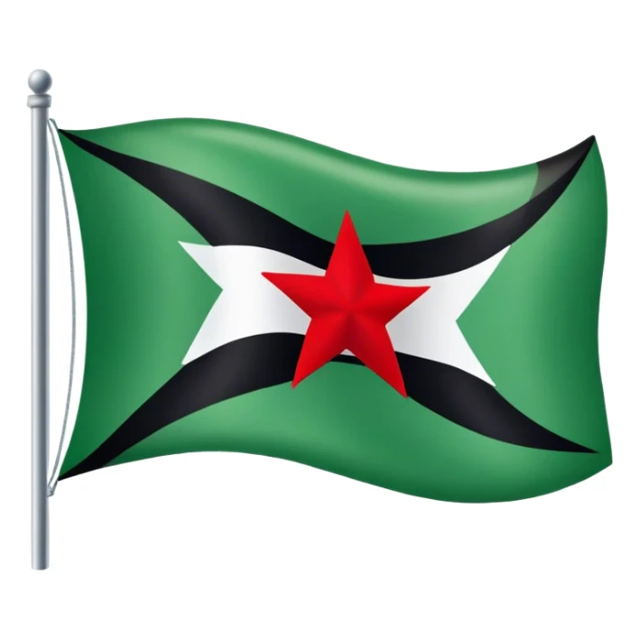 Green white and black flag with 3 red stars in the middle  sticker