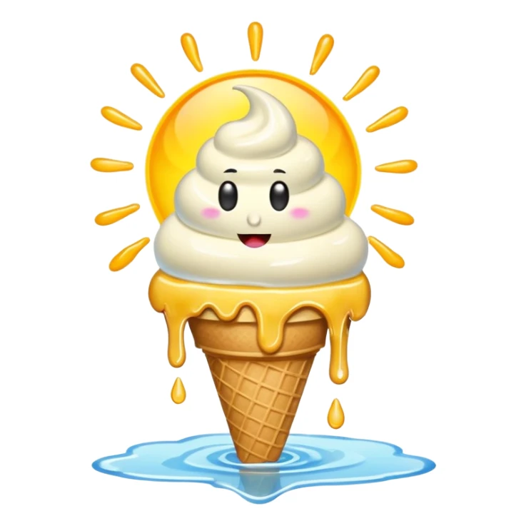 An ice cream on the sea with the sun above sticker