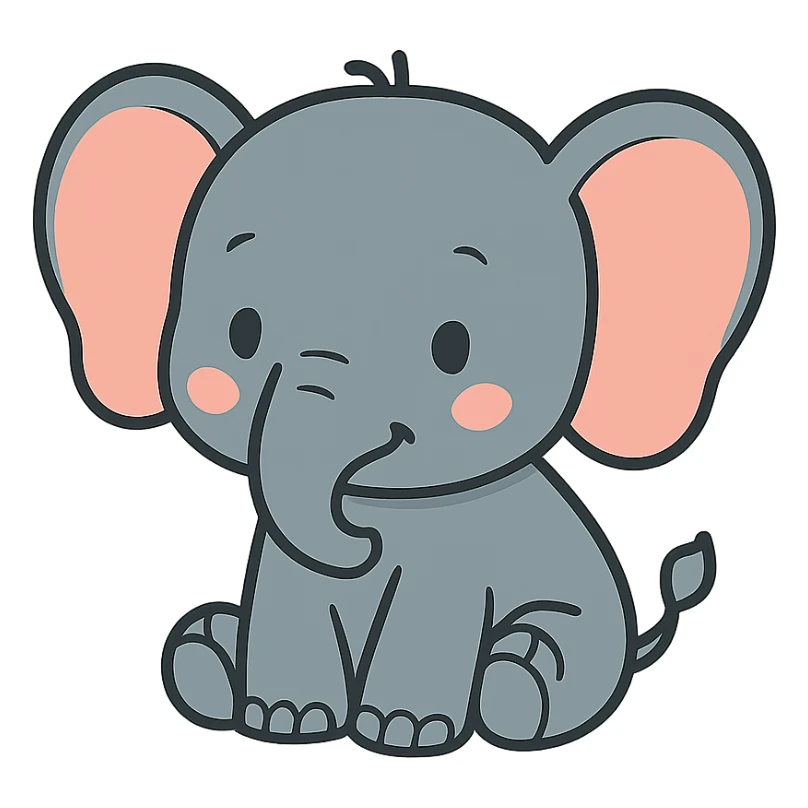 flat toon baby elephant sticker
