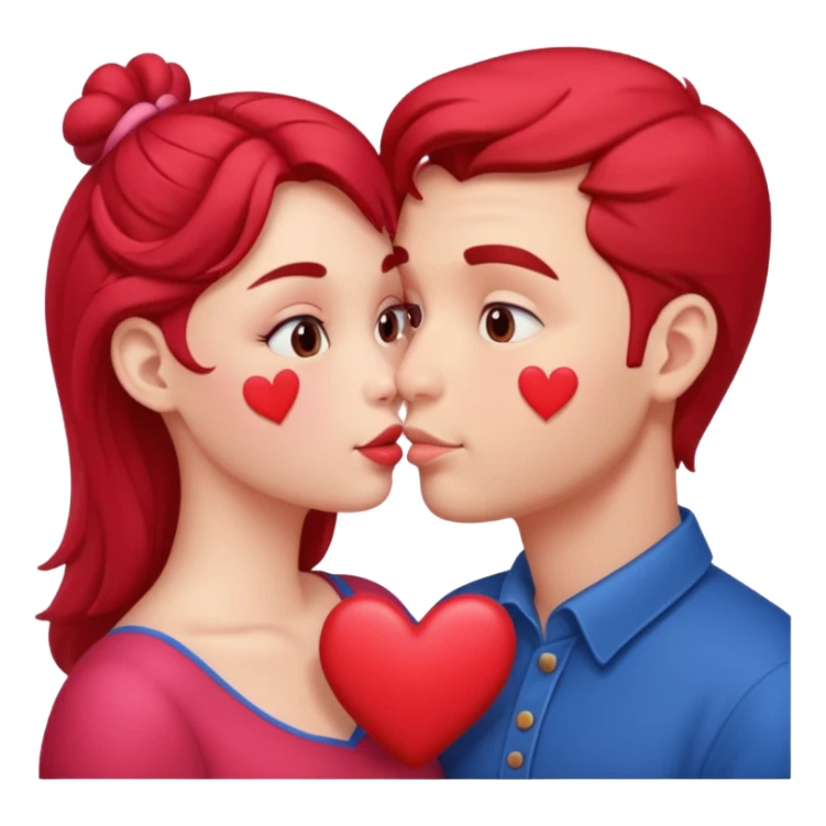 a man and a woman kissing with hearts sticker