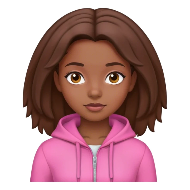 Black girl wearing pink with brown hair sticker