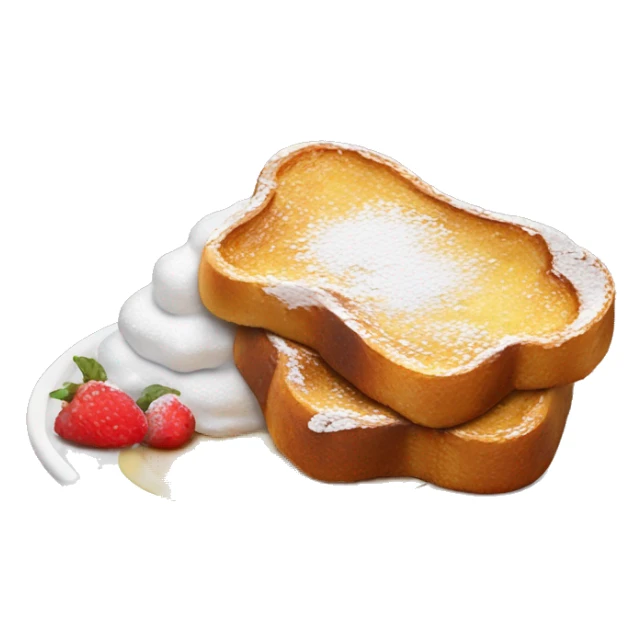 French toast with powdered sugar and syrup sticker