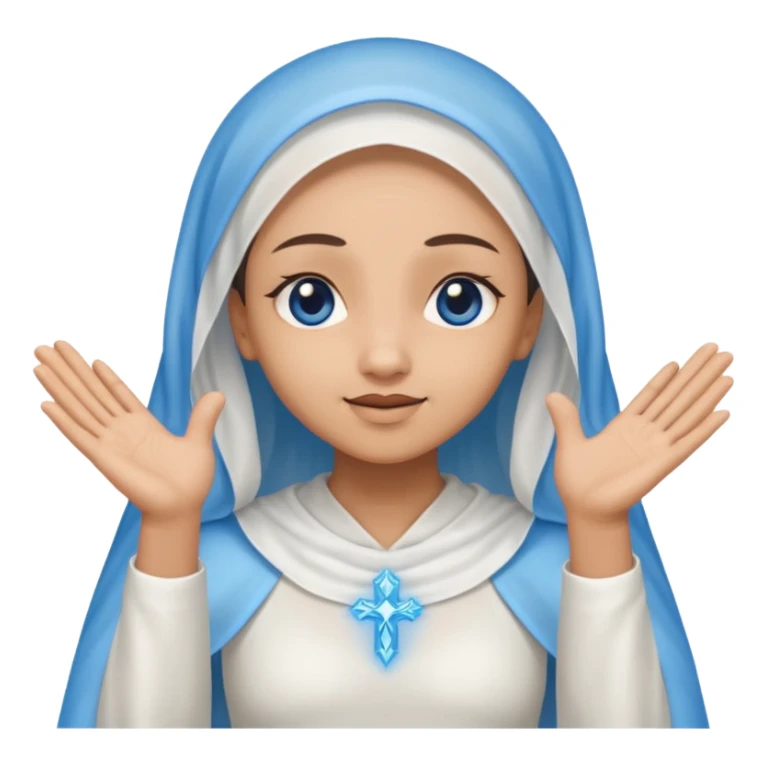Nossa senhora das graças com aura manto azul e vel branco, com mãos abertas para baixo  sticker