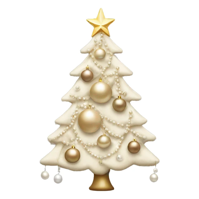 Christmas tree with beige and white ornaments and pearls sticker