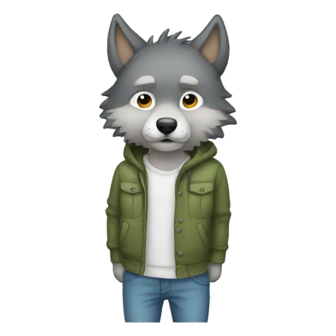 Wolf, plant, shy, sleepy clothes, cute pants sticker