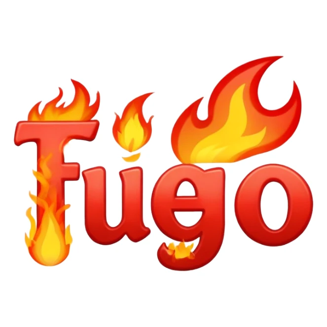 the word 'fuego' in red with fire emojis sticker
