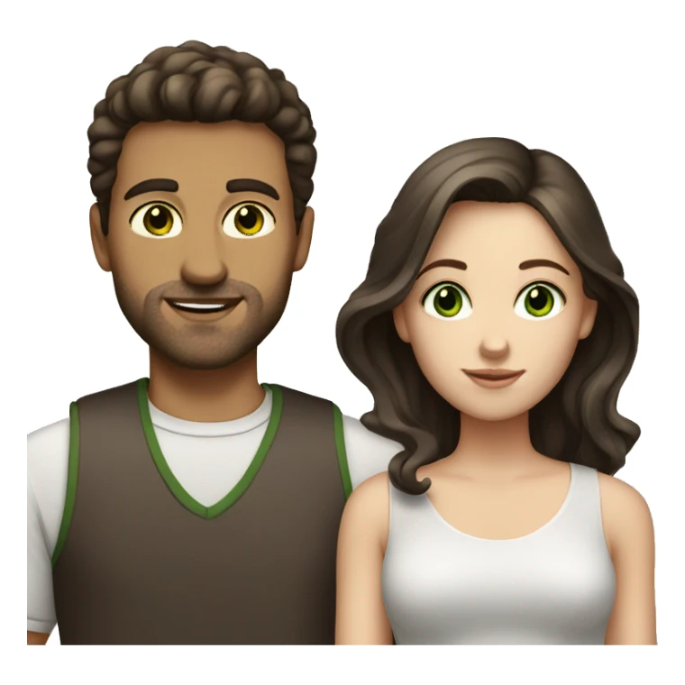 White couple dark brown hair green eyes sticker