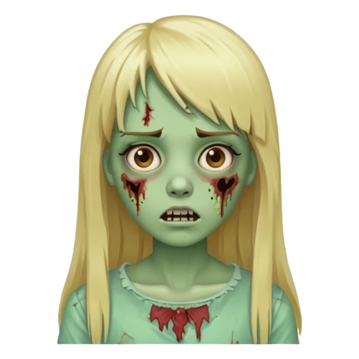 classic zombie girl with long blonde hair and bangs  sticker