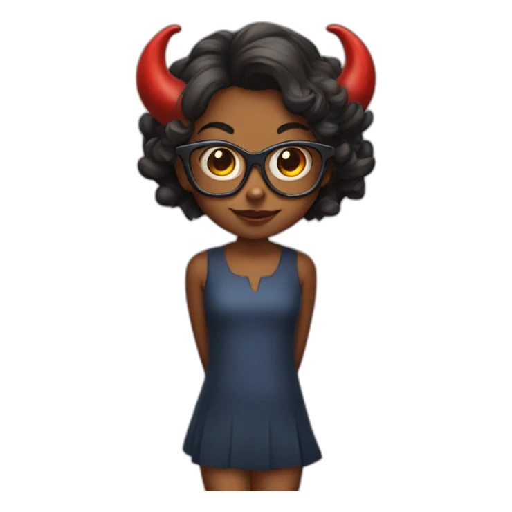 Devil young girl with glasses and horns sticker