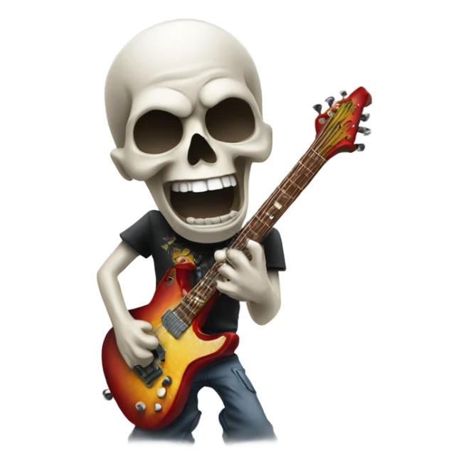 Skull rocking out to metal music sticker