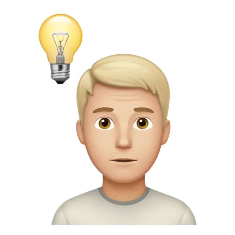 white man with light bulb over head, came up with idea sticker