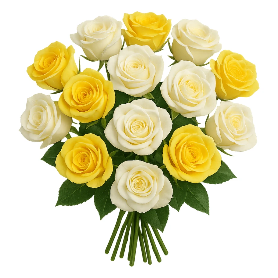 bouquet of white and yellow roses , remove background sticker