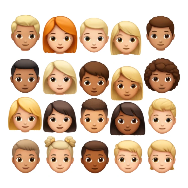 different children's hairstyles, cheerful and diverse sticker