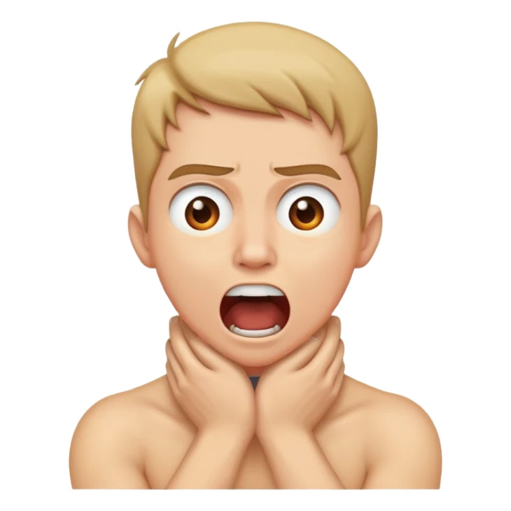 Person with arms crosses around neck screaming sticker