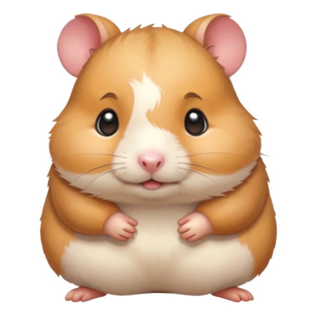 Cute chubby tsundere looking cartoon-style hamster. Painterly shading, white background, sticker-style illustration sticker