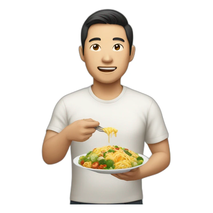 stereotypical asian man who loves food sticker