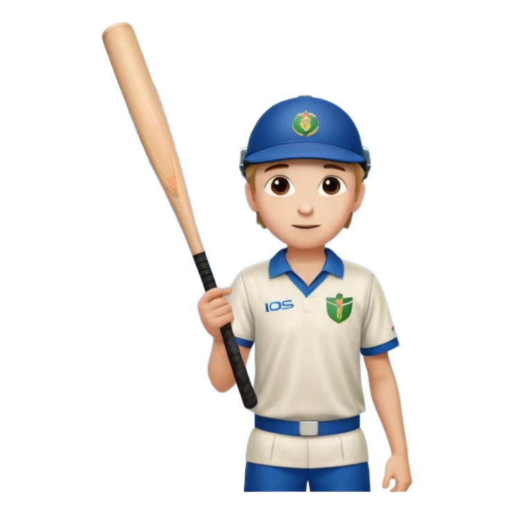 A boy standing in  cricket ground lifting his bat upwards and looking the sky after completing his century sticker