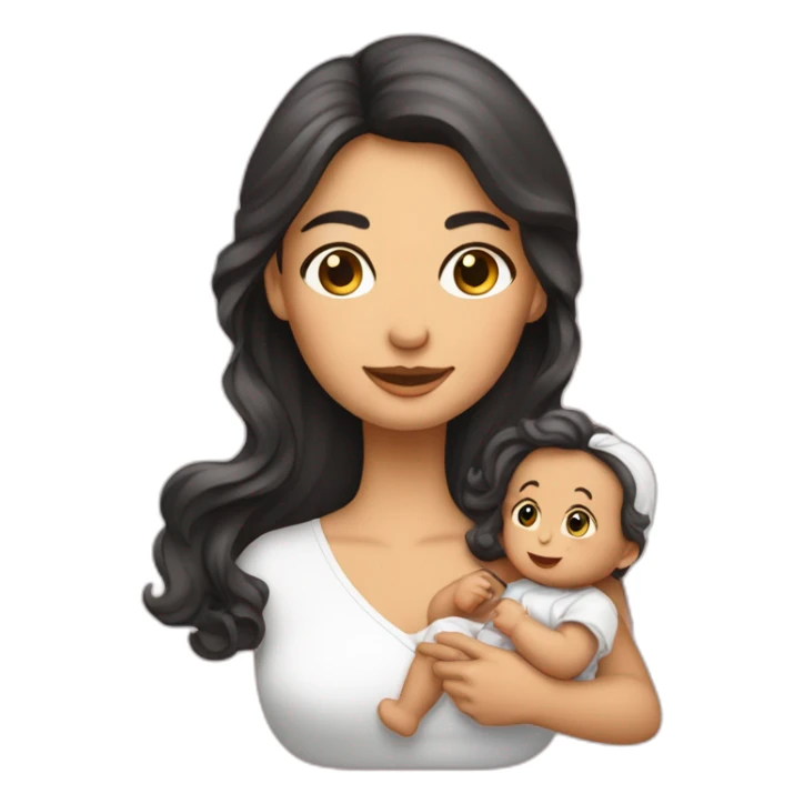 Femme italienne aux cheveux longs et son bébé sticker