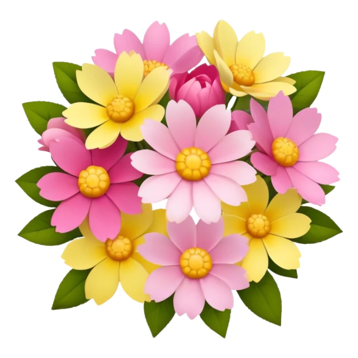 Summer flowers in a bouquet, light, pink, yellow, and dark pink sticker