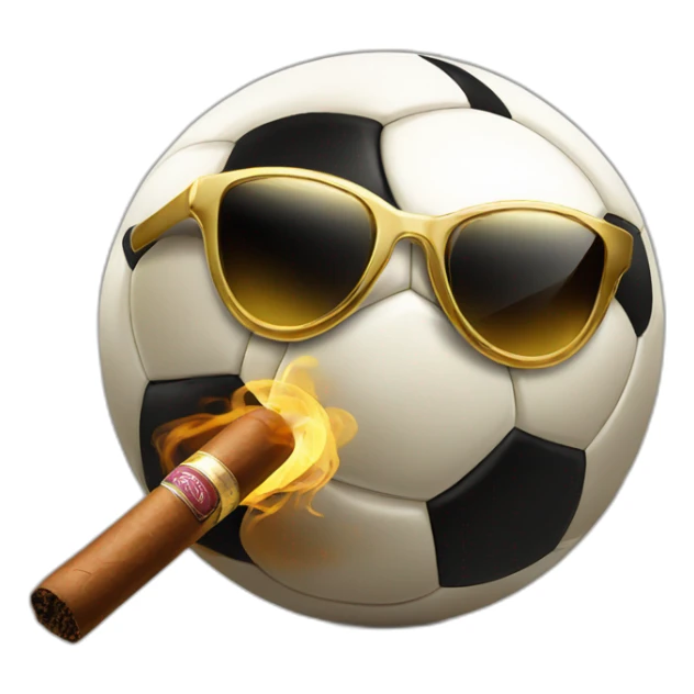 soccer ball wearing gold shades and smoking a cigar sticker
