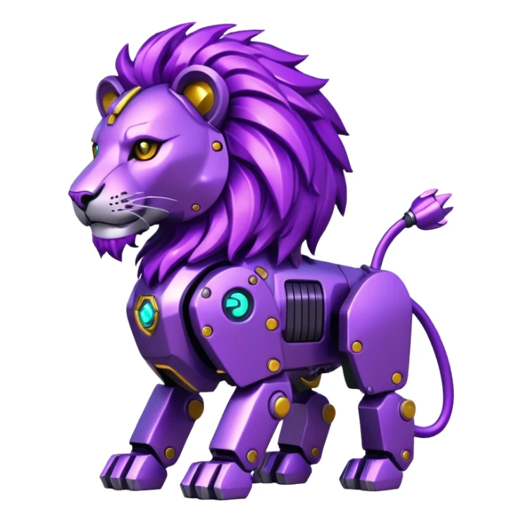 glitter mech lion purple cyberpunk sticker
