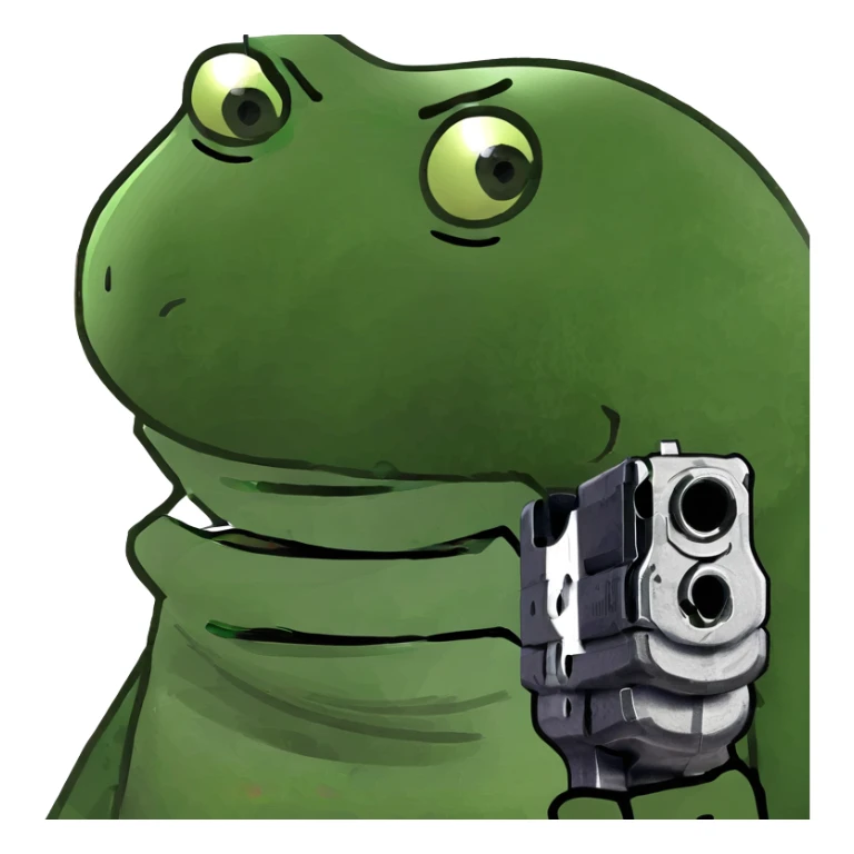 person holding gun to head smiling laughing sticker