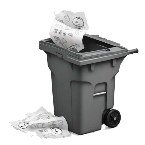 the paper is thrown into the waste bin sticker