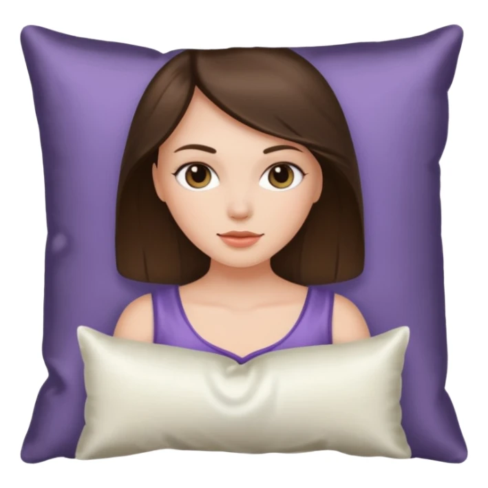 brunette white girl with a silk pillow sticker