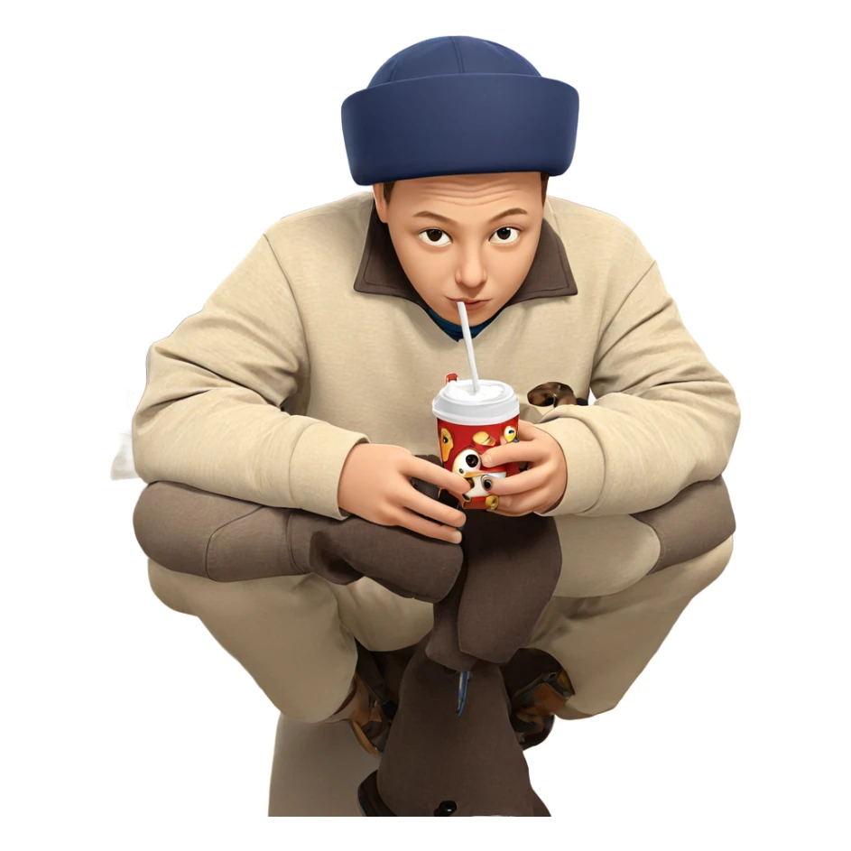 boy with cat and cup sticker