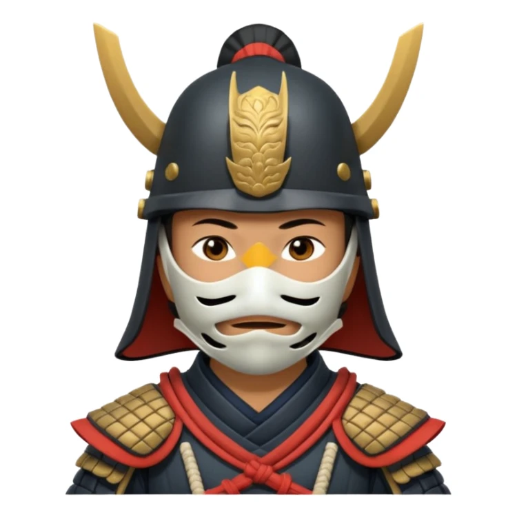 Samurai with helmet and a mask covering their mouth sticker