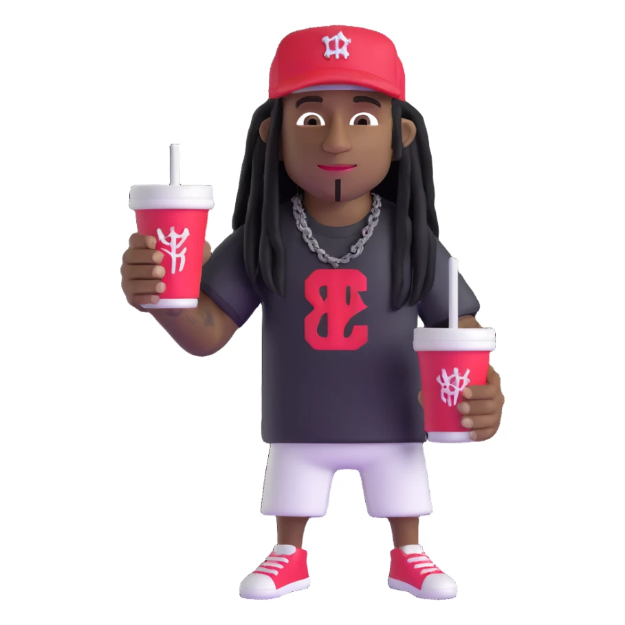 lil wayne holding a double styrofoam cup with one cup stacked inside another sticker