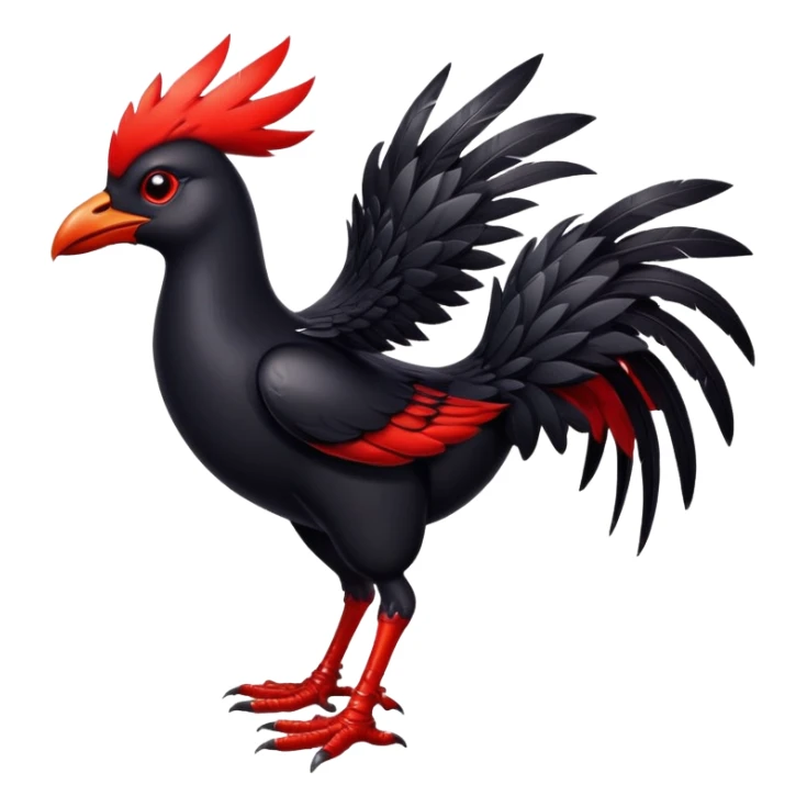 Black chocobo from Final Fantasy, sleek dark bird with red eyes sticker