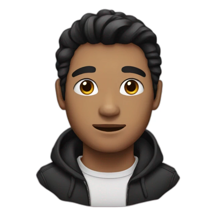 A man with black hair and a black cat sticker