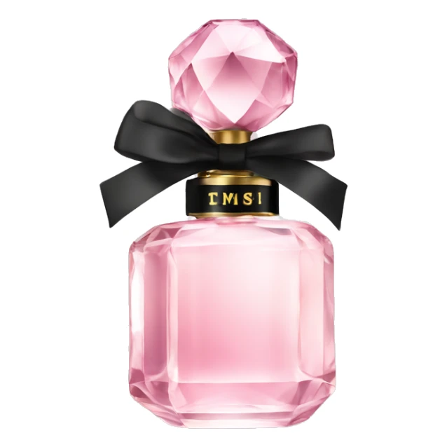 light pink crystal perfume bottle with black ribbon display sticker