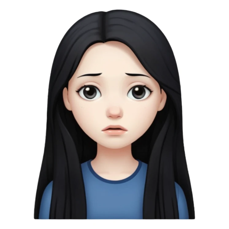 Pale girl with long black hair sad sticker