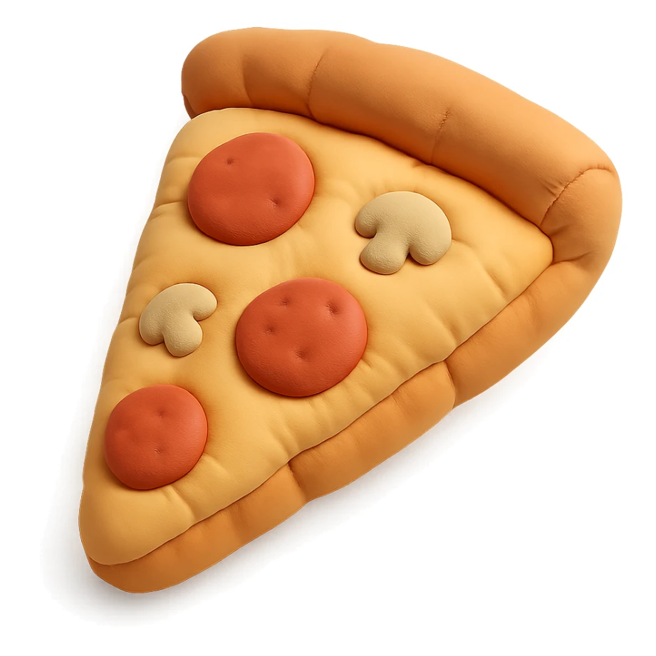 plushie style slice of pizza, soft and cute, cushion style sticker