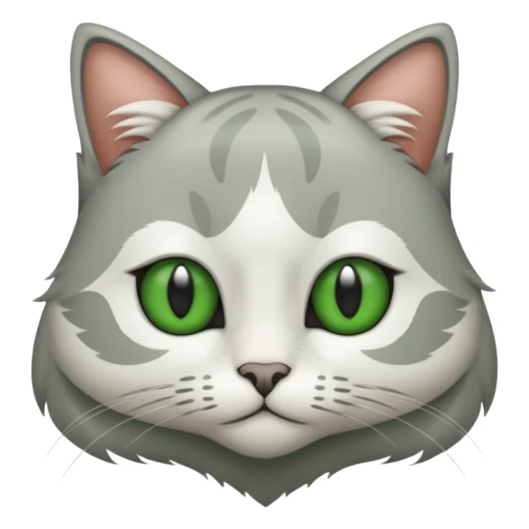 fai un gatto grigio e bianco con gli occhi verdi sticker