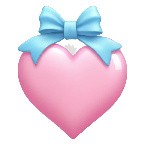 light pink heart with a big light blue bow glassy sticker