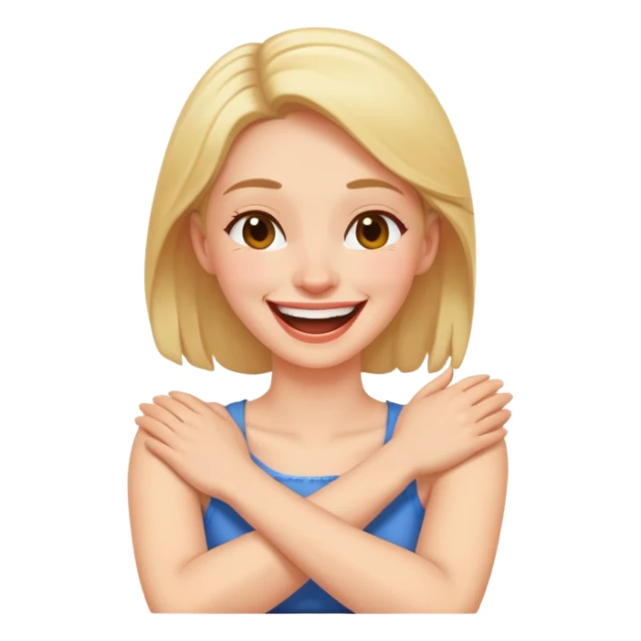 Arms crossed holding neck laughing woman sticker