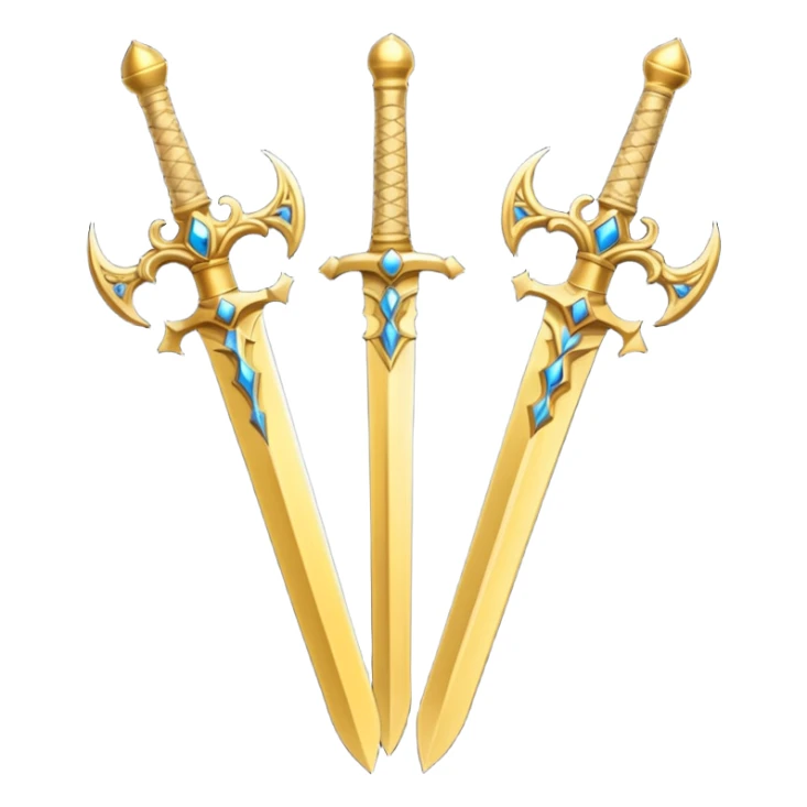 Two Golden royal swords with gold blades and gold handel sticker